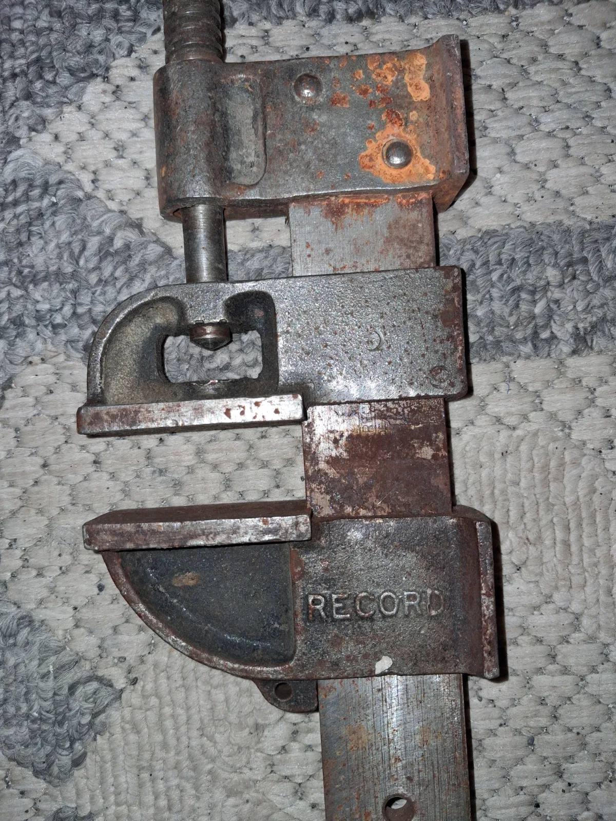 pair of antique beam clamps (or bar clamps) traditionally used in woodworking to hold large pieces o 2